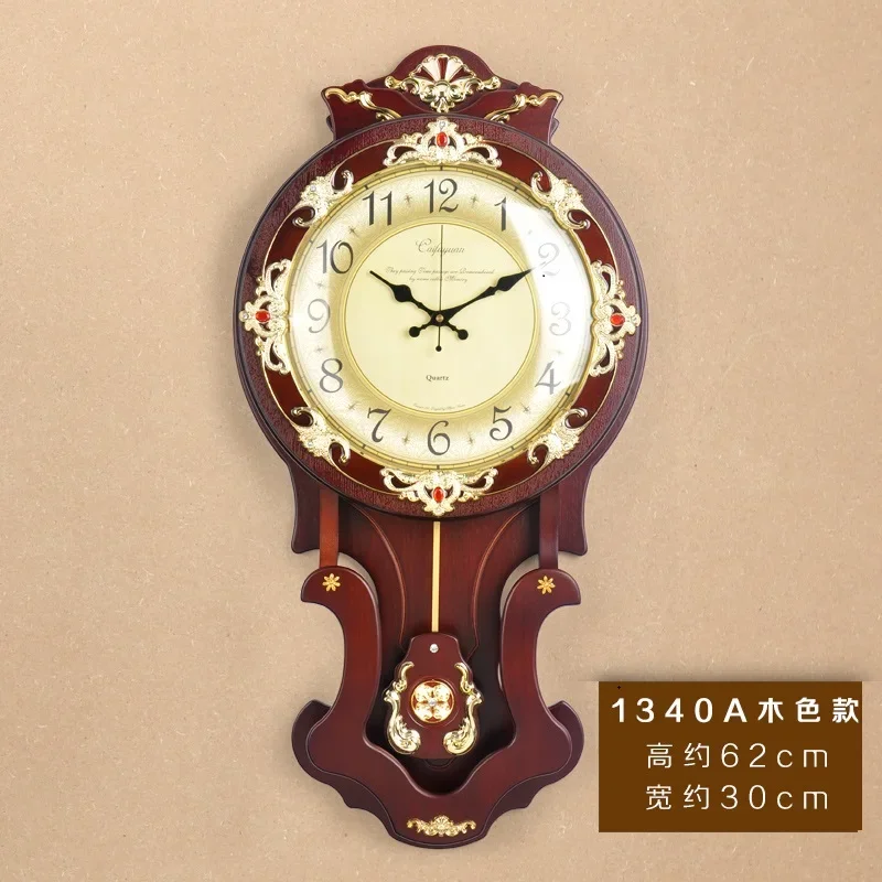 Large Wood Vintage Silent Pendulum Clocks Retro 62X30CM  