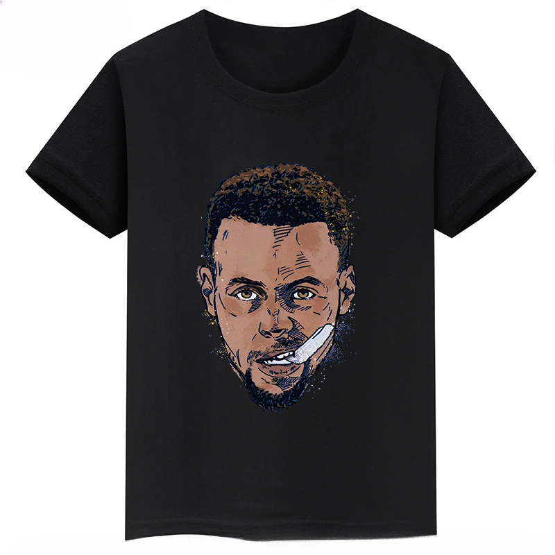 thumbnail image 1 of Camiseta de algodón negra de verano de manga corta con estampado de Stephen Curry para niños, camisetas deportivas para niños y niñas, ropa adecuada para fanáticos, 1 of 5