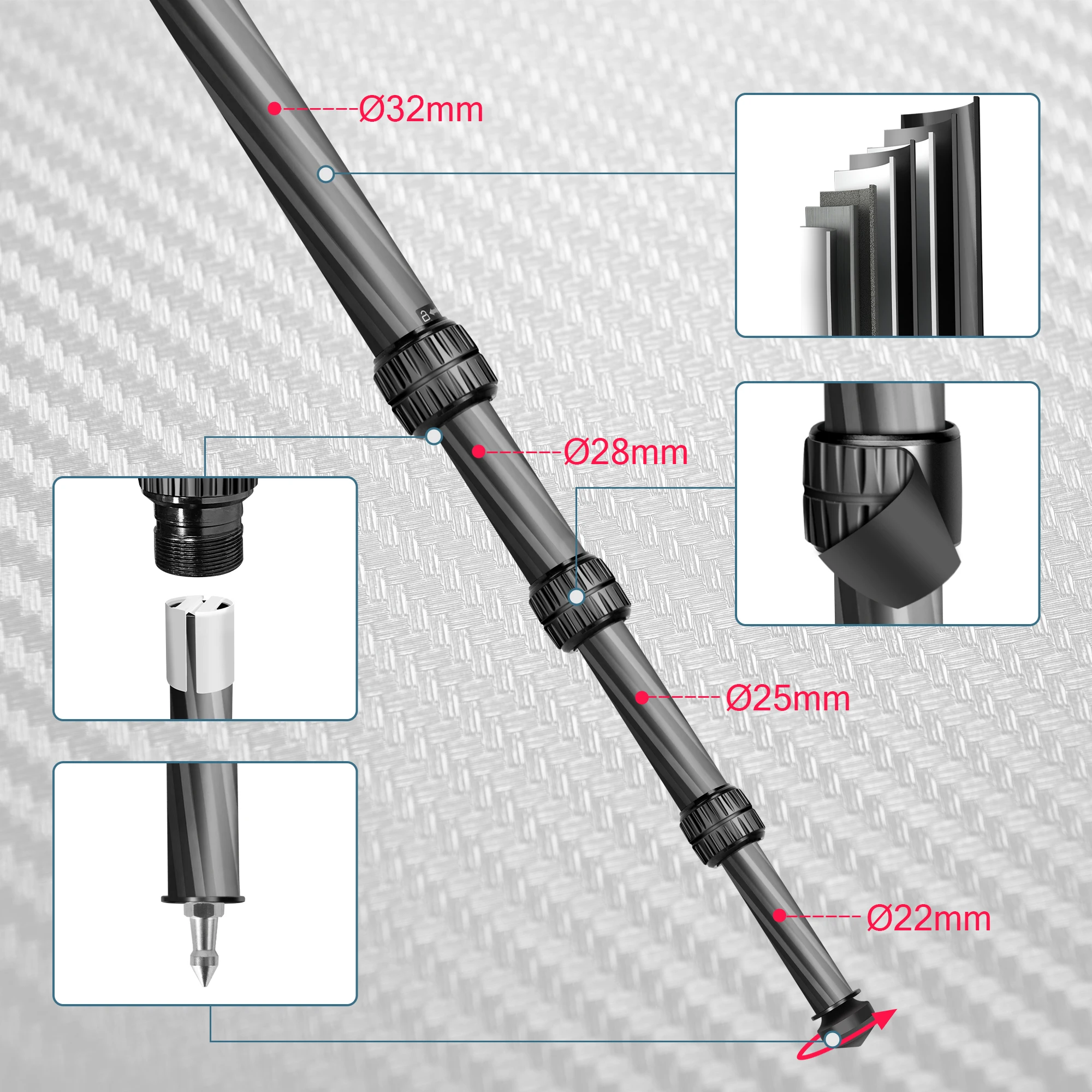 Manbily Heavy Duty Carbon Fiber Hunting Tripods for Outdoor Shooting DSLR Max Load 20kg
