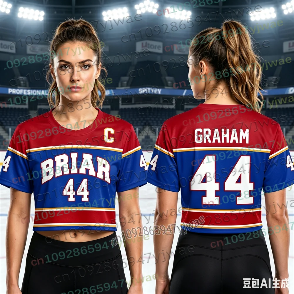 Off-Campus Briar University Hockey-Trikot Graham 44 22 DI LAURENTIS 66 T-Shirt Kurzarm Herren Damen Trikot Top Crop Tee Top