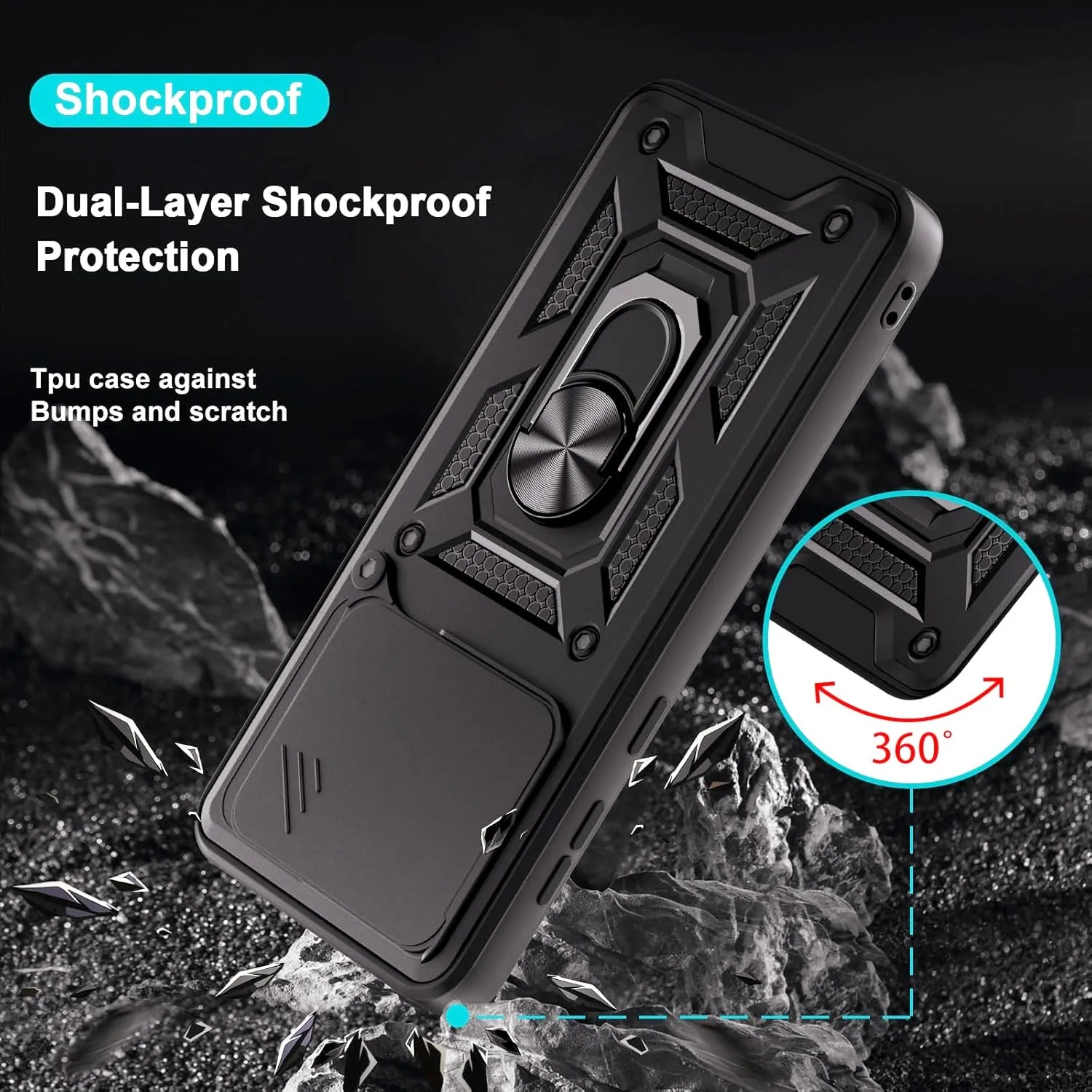 Shockproof Armor PC Hard Cover with Slide Camera Protector