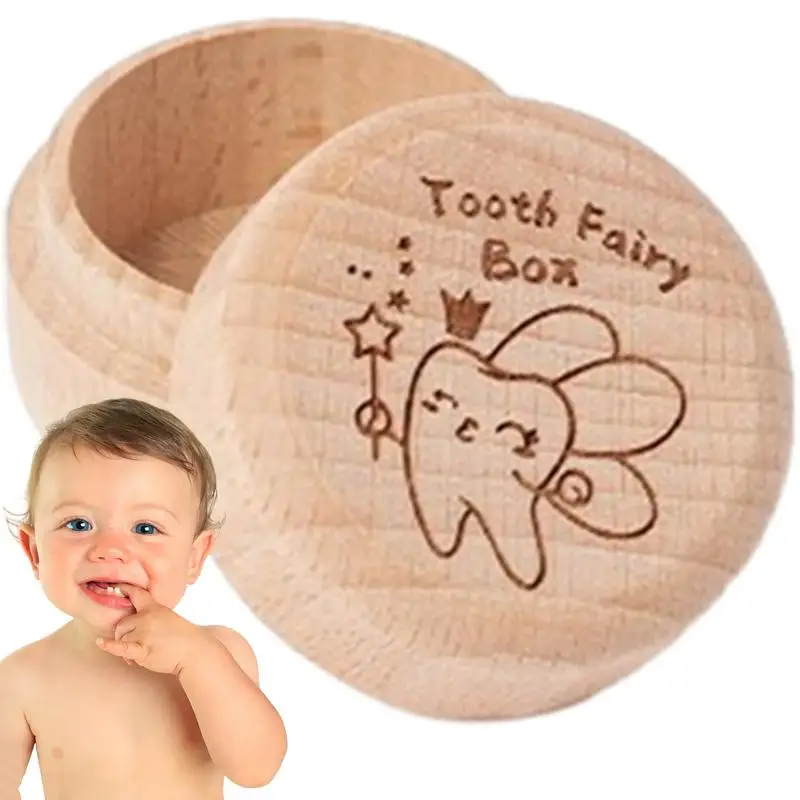 

Tooth Keepsake Box Wooden Baby Memory Box For Tooth Cute Carved Fairy Gifts Tooth Saver Teeth Container For Boy Or Girl