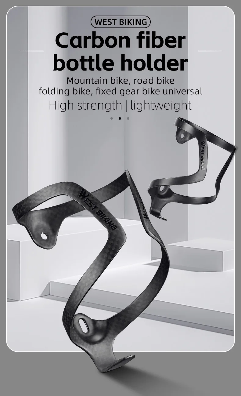 Description Picture 2 of itemWEST BIKING Carbon Fiber Bicycle Water Bottle Holder Lightweight Integrated 3K/UD Carbon Bike Cycling Bottle Cage Cups Holder