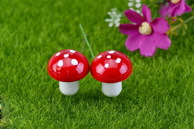50Pcs Mini Red Coloful Mushroom Garden Dotted Small Potted DIY Toy House Landscape Bonsai Plant Garden Decoration Ornament 2