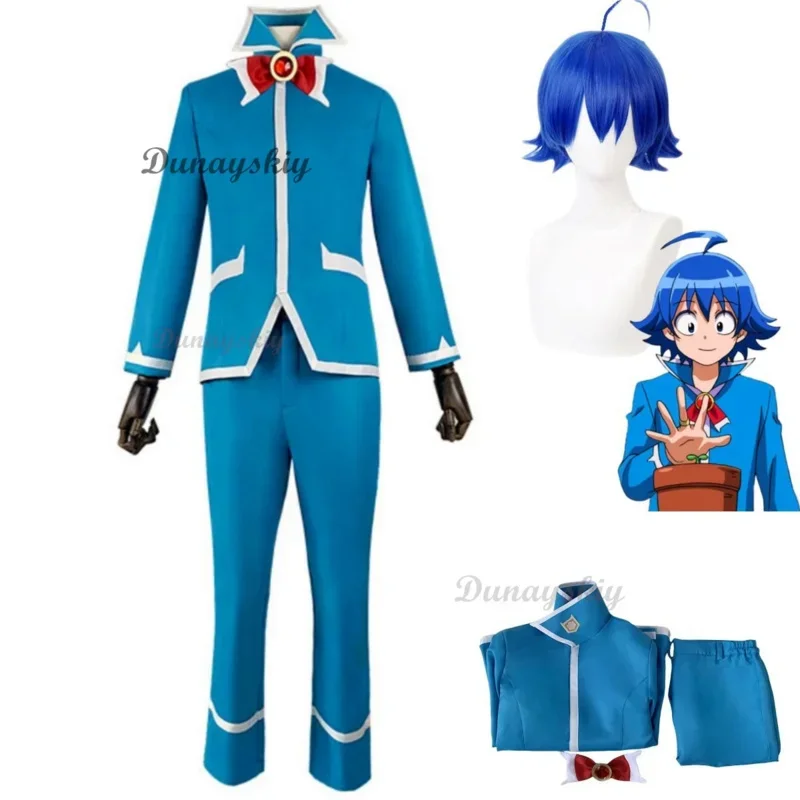 

Anime Welcome To Demon-School Iruma-kun Suzuki Iruma Cosplay Costume Wig Blue School Uniforms Man Halloween Carnival Suit