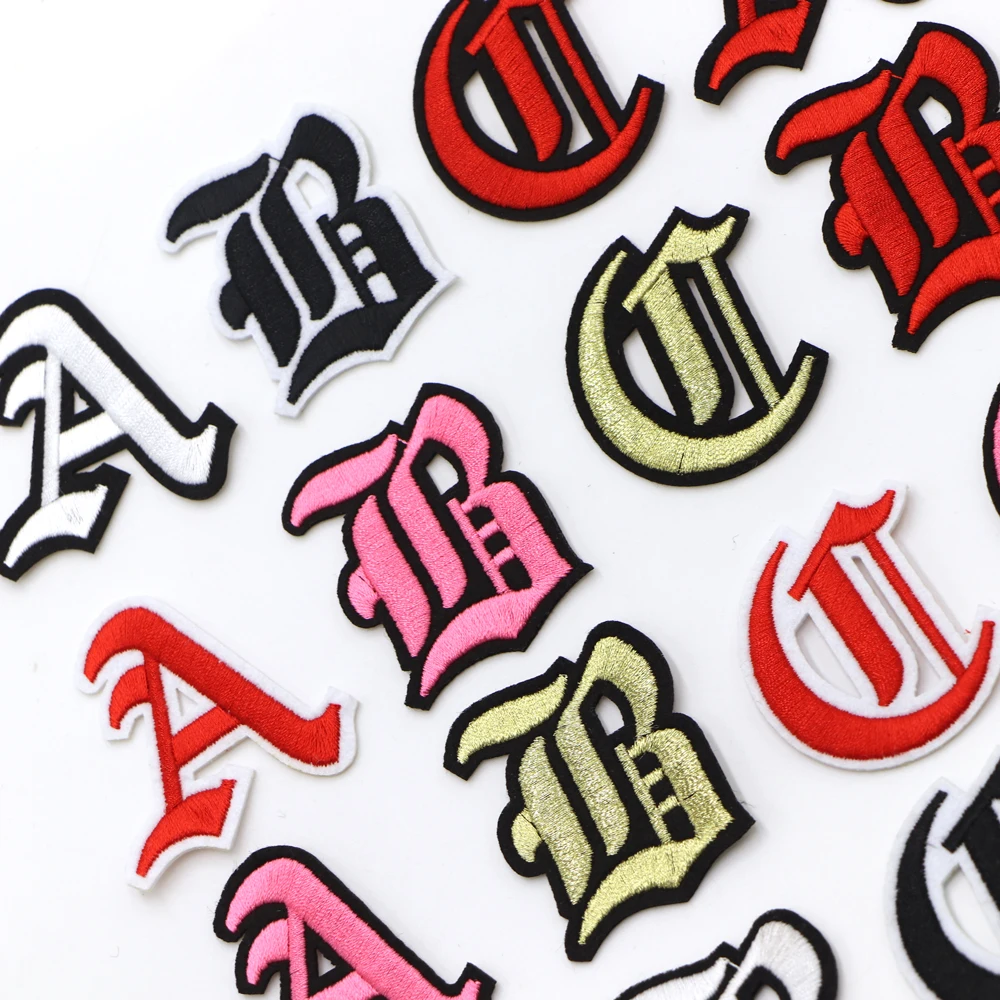 Chenille Sticker Patch Rhinestone Letter Patches Suede Fabric Patch Gothic Alphabet Embroidery Patches Iron On Letter Patch A-Z Patch Embroidered Sew On Patches For Clothing Name Diy 1PC