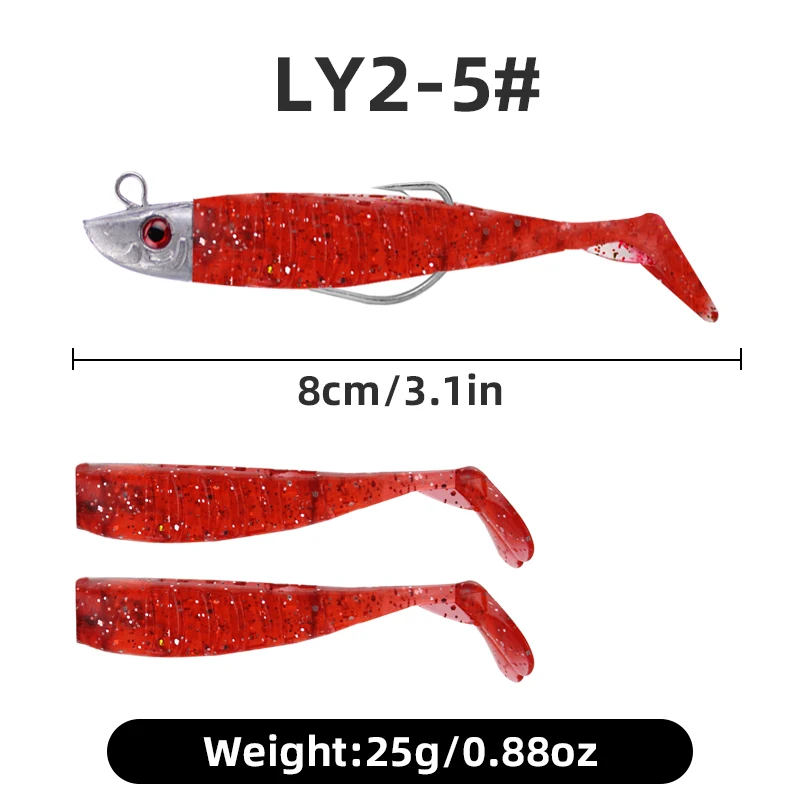 WEIHE 1 Stück 8cm 8,5g Angelköder Fischförmiger Bleikopf Weicher Fisch Crank-Haken T-Schwanz Weichköder – Detail 12