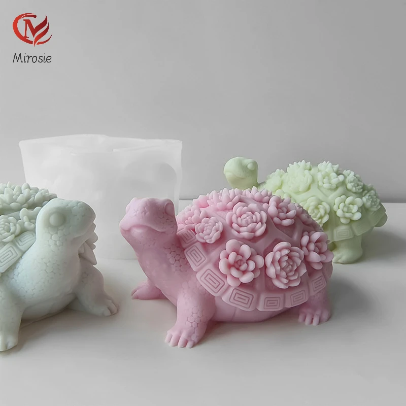 

Mirosie Three-dimensional Tortoise Silicone Candle Mold Succulent Tortoise Plaster Epoxy Decoration Resin Molds Silicone Mold