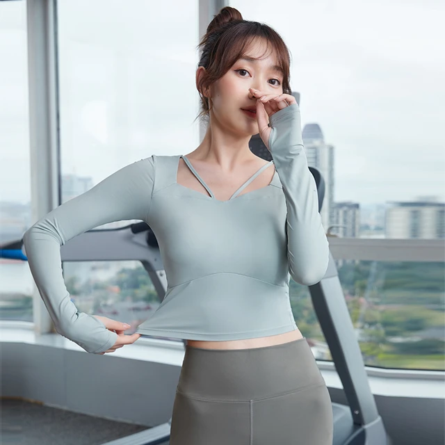 Vansydical Slim Yoga Shirts Women Nylon Blouses Long Sleeve Crop Tops  Fitness Running Workout Sport Female Gym Sportswear - AliExpress