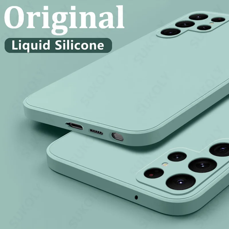thumbnail image 1 of Liquid Silicone Case For Samsung Galaxy S22 S24 Ultra S23 S20 FE A52 A51 A53 A54 5G Coque Shockproof Soft Bumper Back Cover, 1 of 5