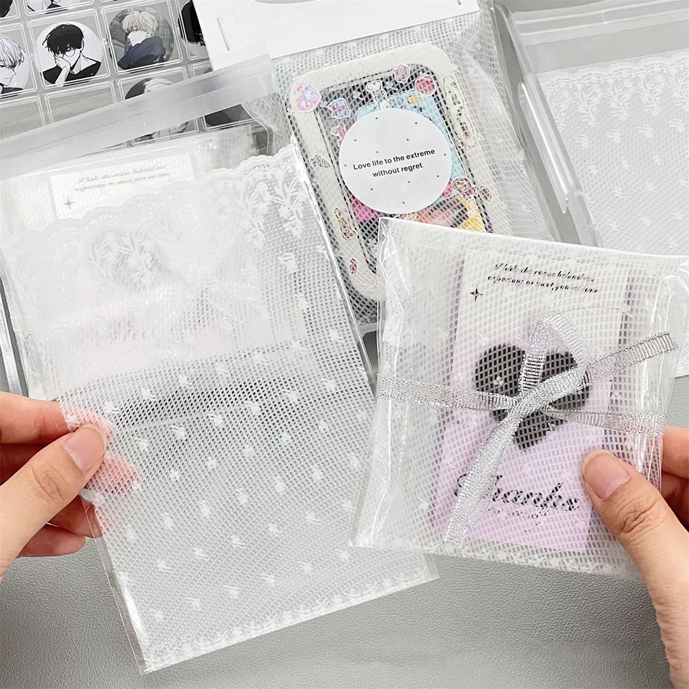 100/50pcs Lace Star Printed Opp Self-sealing Bags Korea Idol Photocard Dispaly Storage Bags Small Gift Packing Bags Ins Style 4