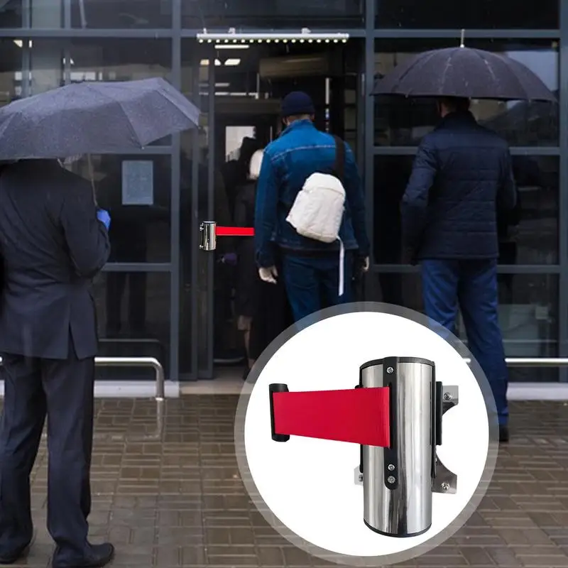 Retractable Belt Barrier Magnetic Safety Belt Retractable Barrier Wall Mounted Stainless Steel Case Safety Barriers