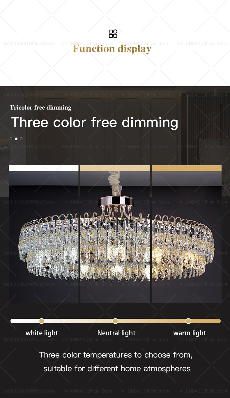 Description Picture 6 of itemLight Luxury Living Room Chandelier Crystal Restaurant Light Modern Simple High-End Atmosphere Hotel Lobby Crystal Main Light