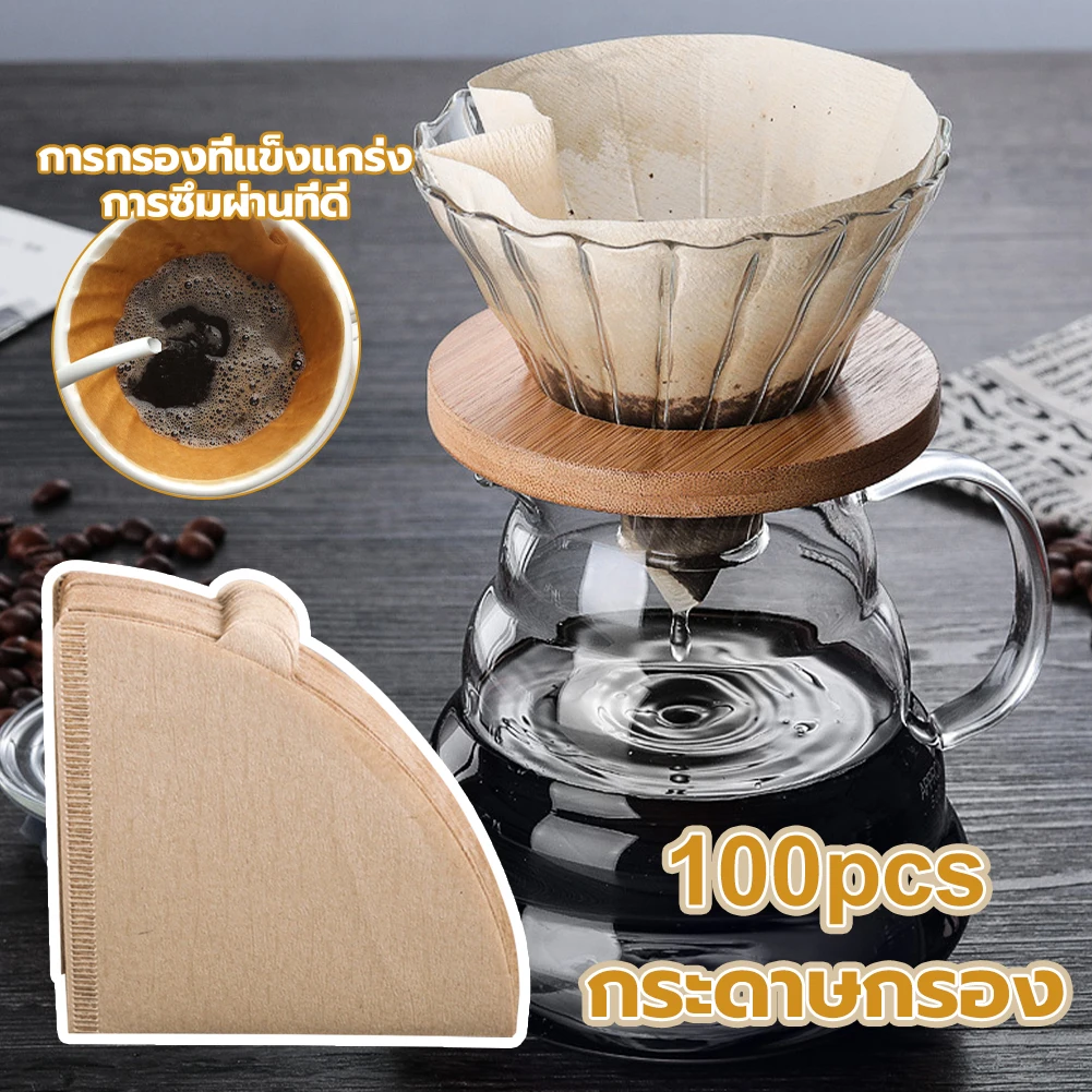 

100pcs Hand Drip Paper Coffee Filter Handmade Replacement Coffee Filters Disposable Cone Pour Over Espresso Coffee Filters