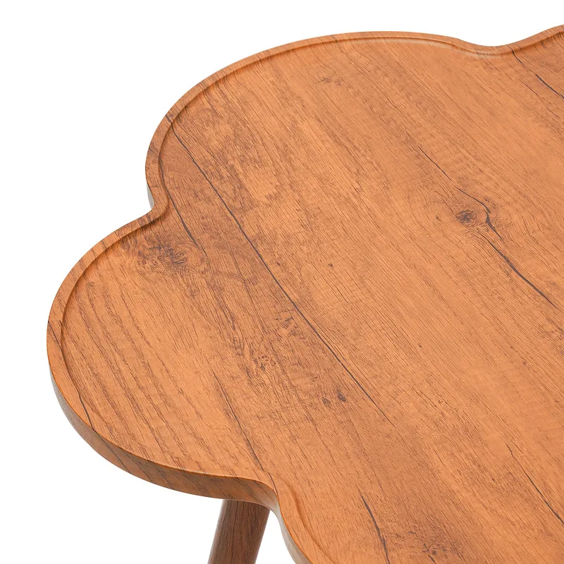 23.6" Coffee Table w/ 4 Legs Flower Shaped Side Table Living room Log Color Cute