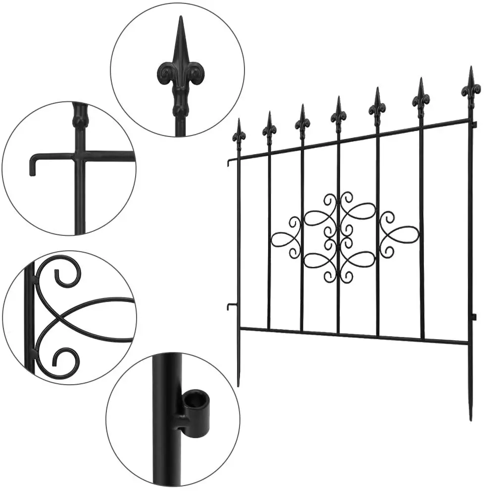 GARDEN & HOME Decorative Garden Fence  Outdoor Coated Rustproof Metal Panel Iron Folding Edge Wire Border Fence 3