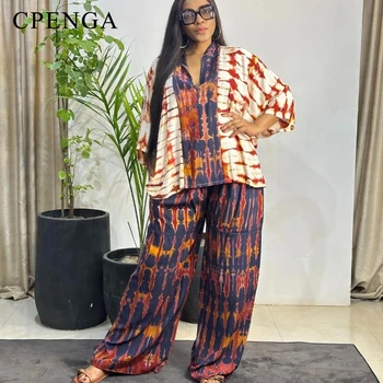 Abiti estivi Dashiki africani abbinati in due pezzi per donna Abito top e pantalone stampato taglie forti 2025 Abito casual nigeriano 1