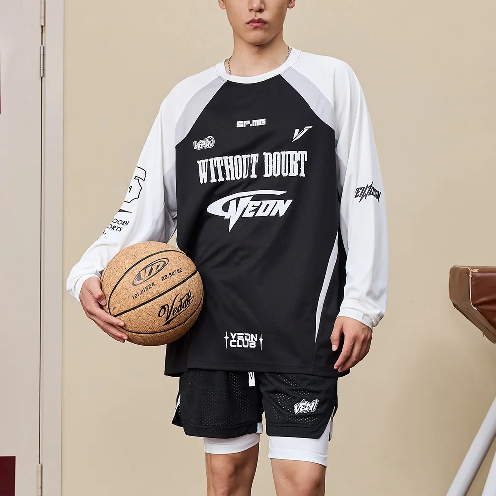 Thin Long Sleeve Sport Basketball Shirt for Men Teenager Breathable Mesh Quick Dry Athletic Workout Jersey