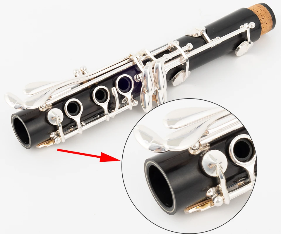 Description Picture 3 of itemANMUTIG Clarinet Bb Ebony 17 Keys Silver Plated Buttons Wood Grenadilla Clarinet G53