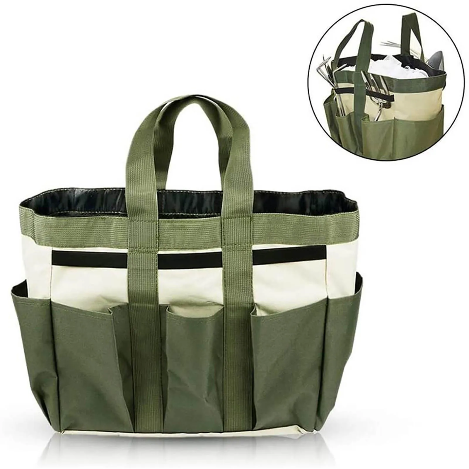

Garden Tool Bag Heavy Duty Waterproof Oxford Cloth Bags with Deep Pockets for Outdoor Garden Lawn Yard