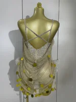 2025 New Luxury Sparkly Diamond Sexy Mesh Bodysuit Women Evening Prom Birthday Party Gown Nightclub DJ Performance Stage Wear - Image 3