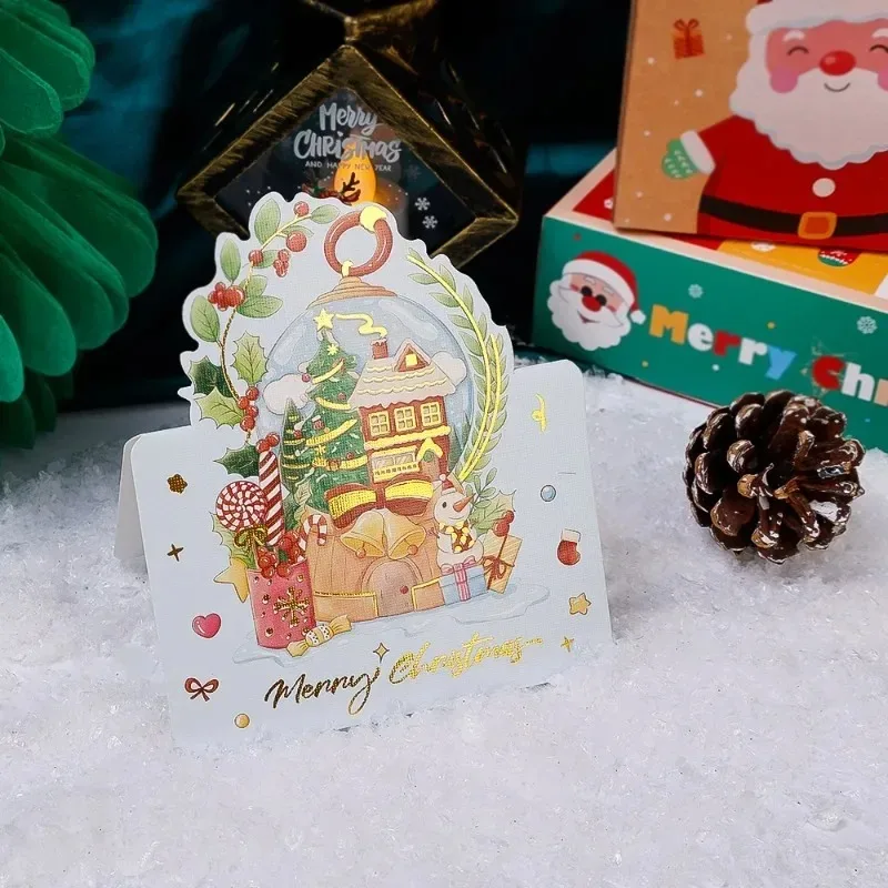 100/1pcs Christmas Greeting Cards 3D Foldable Paper Card Postcard Party Wedding Envelope Decor Creative Christmas Gifts Supplies