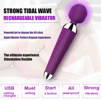 Powerful Clitoris Vibrators USB Recharge Magic Wand AV Vibrator Massager Sexual Wellness Erotic Sex Toys for Women Adult Product 3