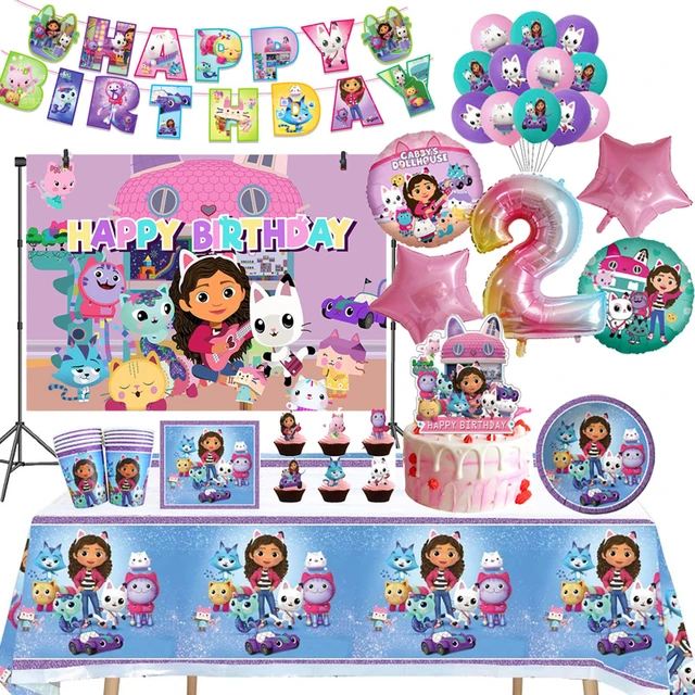 25 Pcs Ballon Anniversaire Gabby Chat, 4 Ans Fille Anniversaire