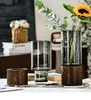 Modern Simple and Creative Glass Water-grown Flowers Wooden Base Vase Decoration Living Room Dining Table Flower Arrangement 2