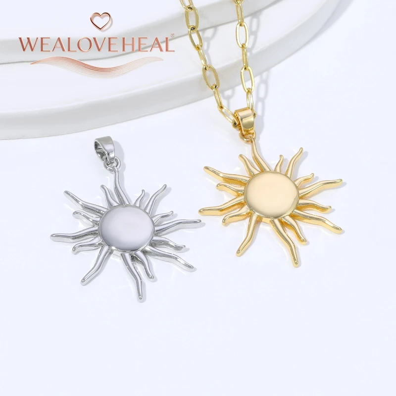 2026 Neue 18K Vergoldete Messing-Sonnenanhänger, Hochwertige Zirkon-Besetzte Sonnen-Charms für DIY Halsketten-Schmuckherstellung – Detail 18