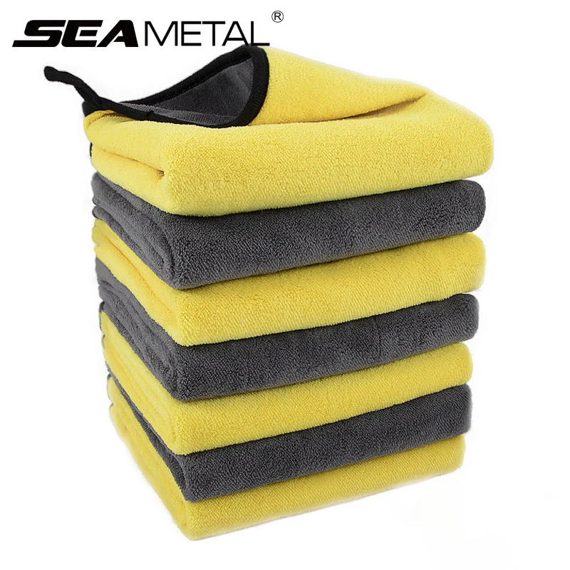 Microfiber Car Cleaning Towel Micro Fiber Washing Towels Car Double-Sided Soft Cloth Auto Detailing Drying Cloth Car Wash Rags clear water car wash