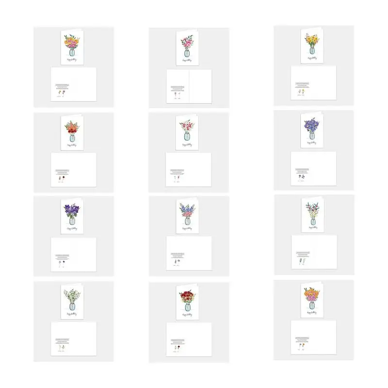 Elegant Floral Greeting Cards Set of 12