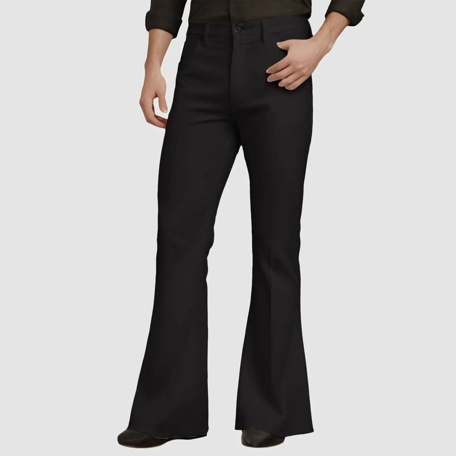 Mens Slim Fit Suit Pants Soild Casual Bell Bottom Trousers Pockets Outdoor Trend Long Pants For Man Autumn Winter Ropa Hombre 2