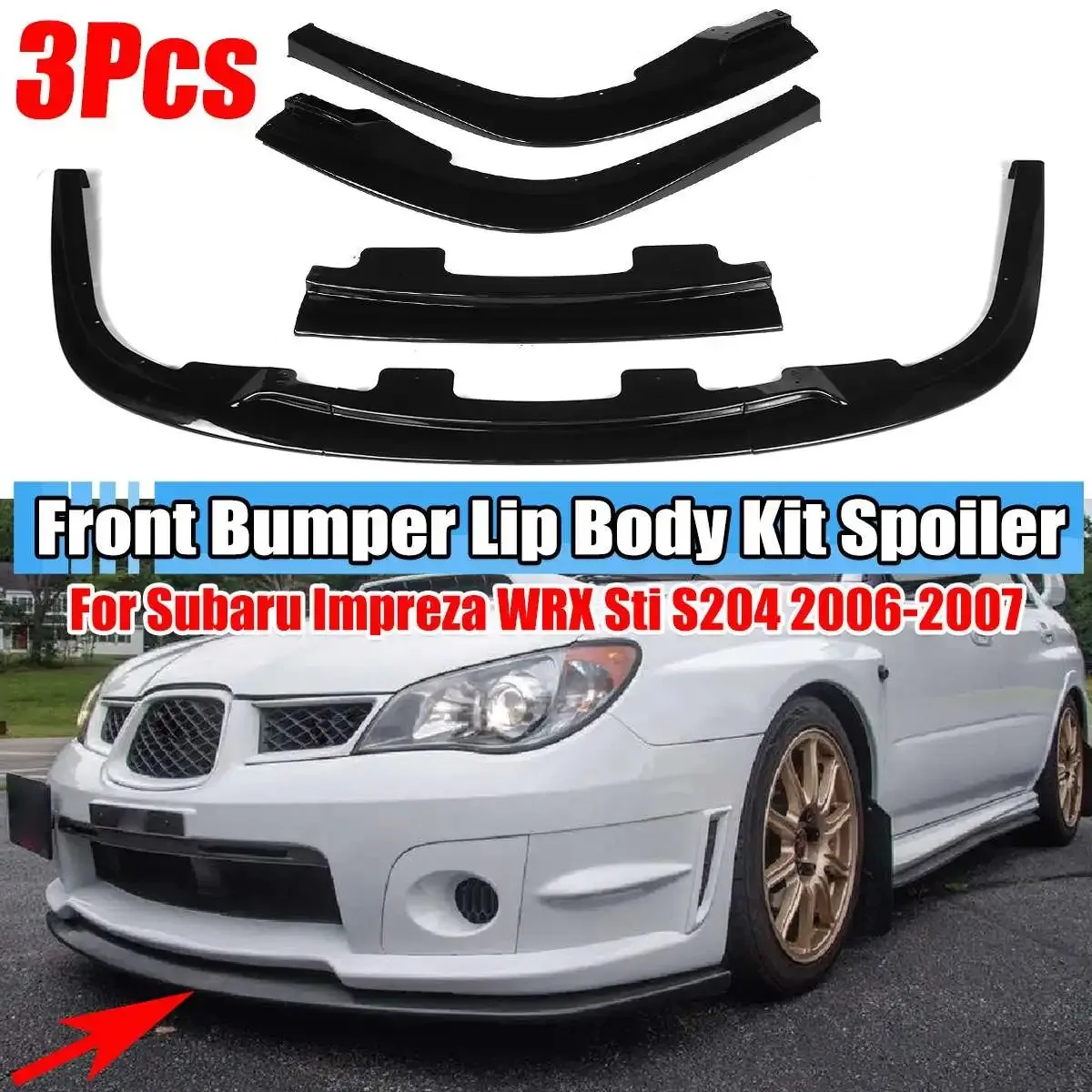 S204 Auto Paraurti Anteriore Spoiler Lip Chin Body Kit Splitter Per Subaru Impreza Wrx Sti S204 2006-2007 Paraurti Anteriore Lip Spoiler