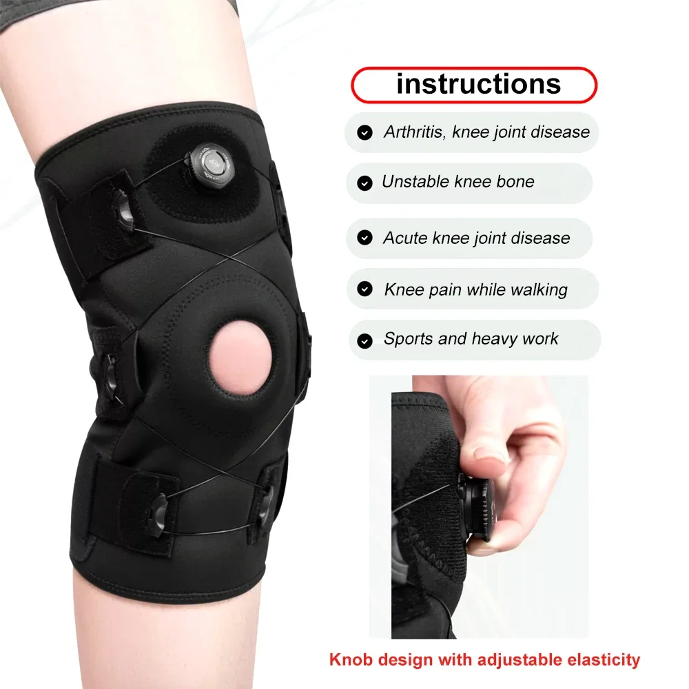 Hinged Knee Brace for Meniscus Tear Adjustable Support for Knee Pain with Hinges & Built-in Side Stabilizers Running 1Pcs knee support