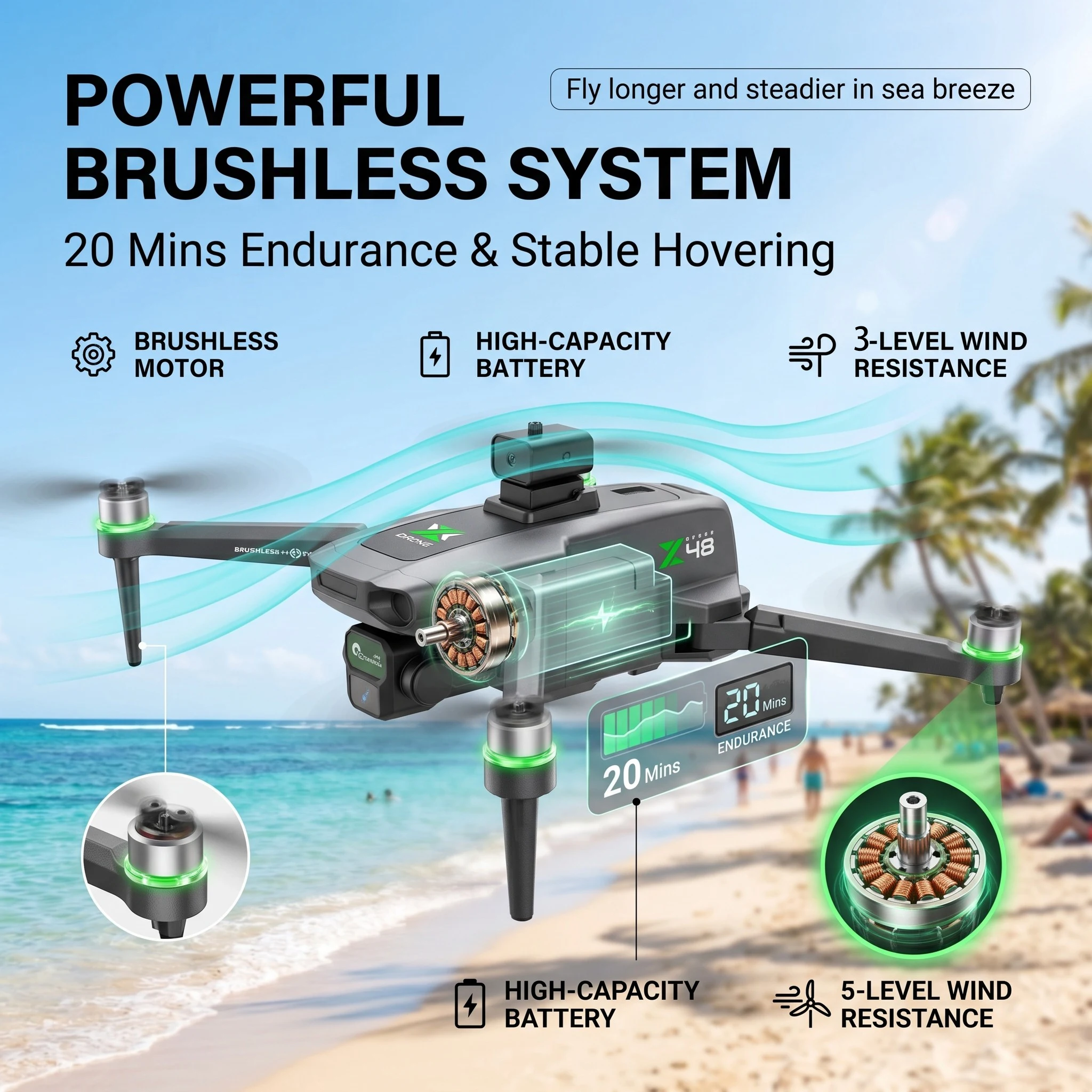 Nuovo Drone ZH8 2026 con Fotocamera 4K e Schermo, Motore Brushless, 20 Minuti di Volo, Funzione Airdrop, Quadricottero Pieghevole per Fotografia Aerea - Image 3