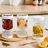 Sealed Pickles Jar with Fork Wet and Dry Separation Container Cucumber Olives Bottle with Strainer Flip Kitchen Food Storage Box 1