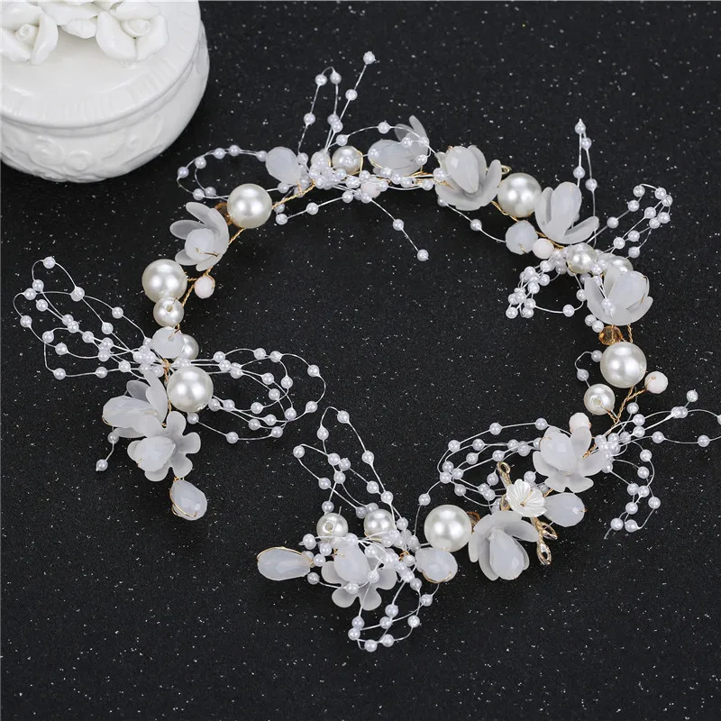 

Headband imitation Pearl Hair headdress elegant girl bridal flower garland bridal garland headband Wedding hair headband jewelry