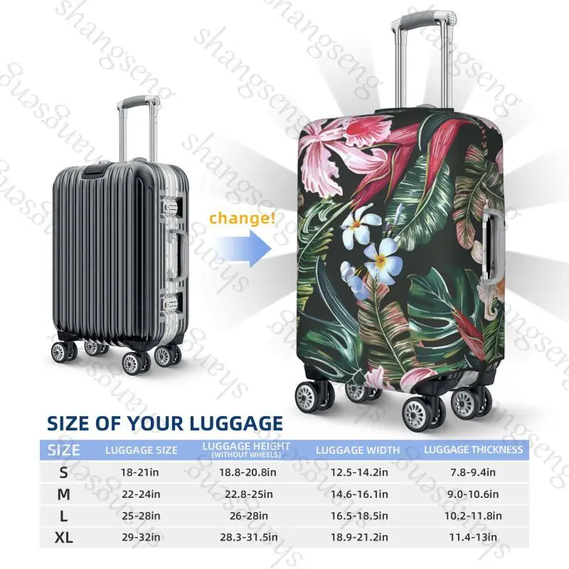 Palm Leaves Flower Thick Elastic Luggage Protective Cover Zipper Suit For Bag Suitcase Covers Trolley Cover Travel 5