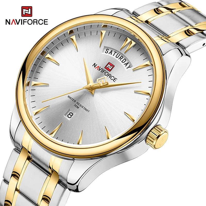 Naviforce Men Classic Quartz Orologi Di Lusso In Acciaio Inossidabile Day And Date Display Orologio Maschile Impermeabile Di Alta Qualità Reloj Hombre