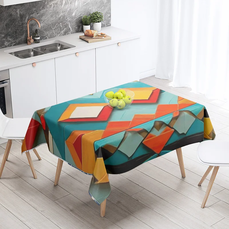 Abstract Geometric Tablecloth Waterproof Stain Resistant Party Decoration Restaurant Cafe Dining Table Tablecloths 140X200cm 5