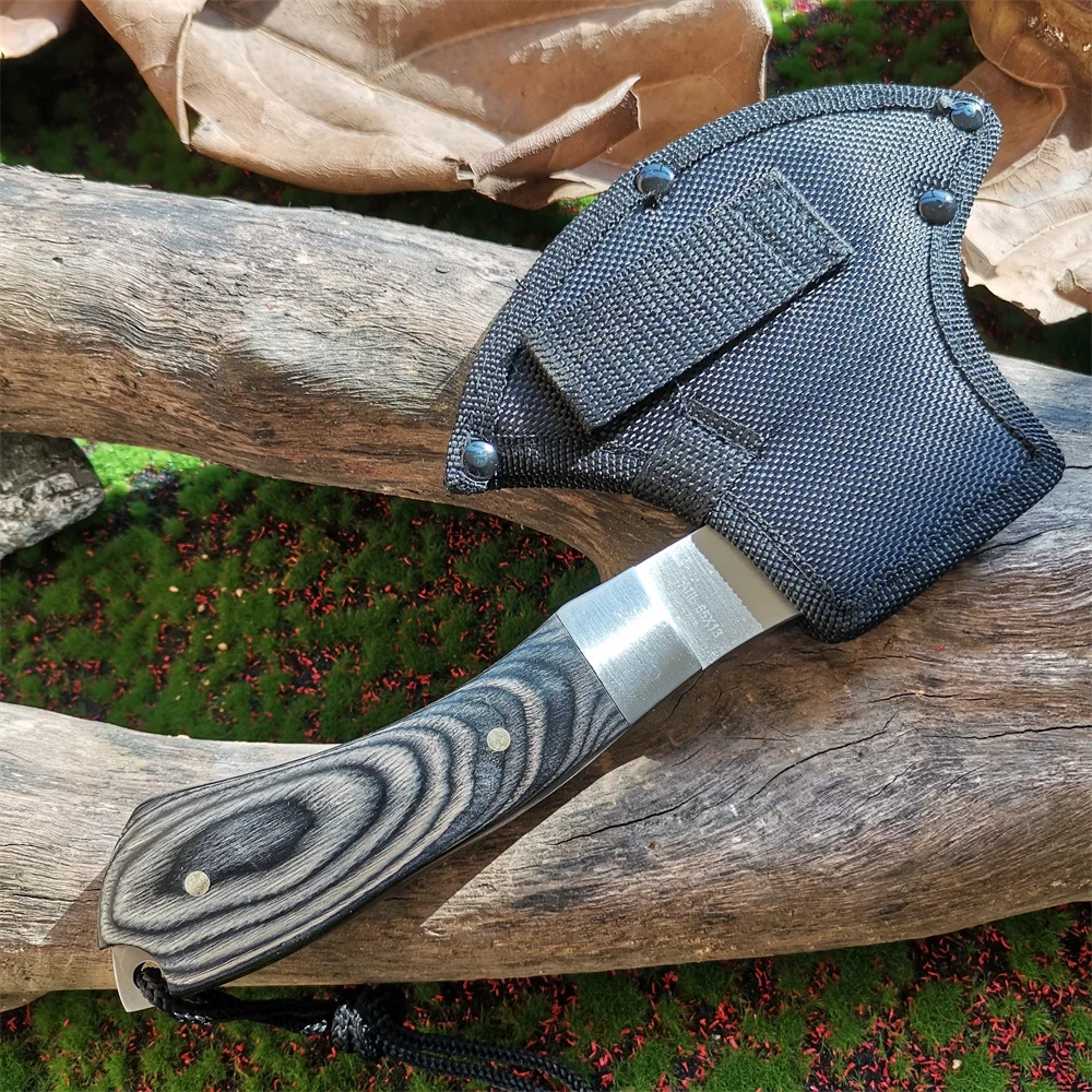 Wooden Handle Stainless Steel Blade Camping Hunting Survival Axe - Compact and Comfortable Jungle Tactical Tool 6