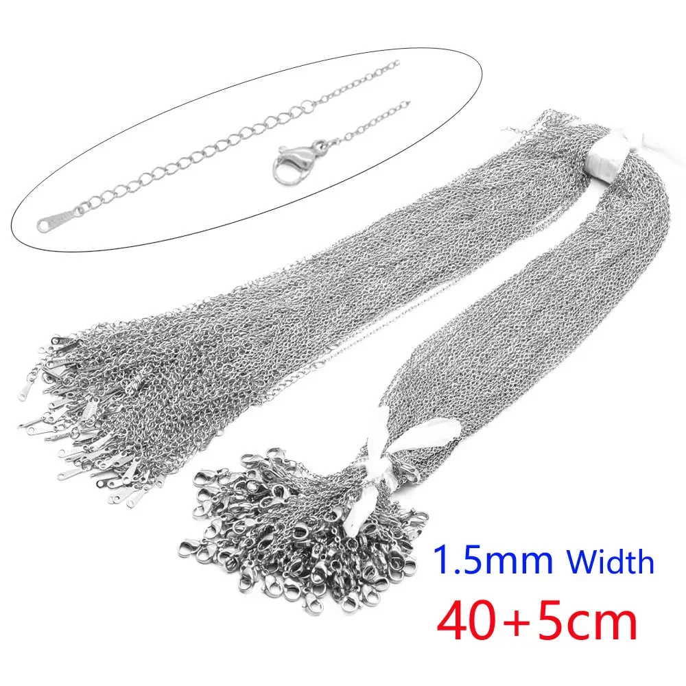 100pcs 18k Gold Plated Stainless Steel Flat Cross Necklace Chains for Women - Handmade DIY Jewelry