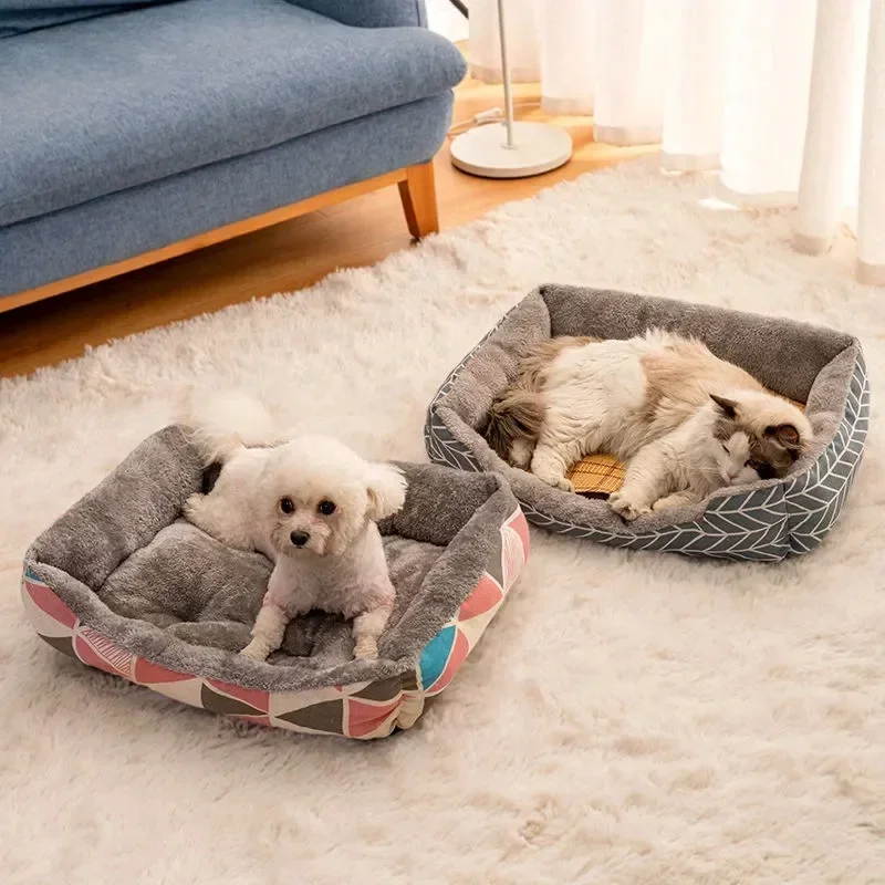 90X70Cm Plus Size Dog Puppy Cat Cestini Warm House Nido Quadrato Color Caramella Pet Dog Bed Pet For Small Medium Dogs Kennel