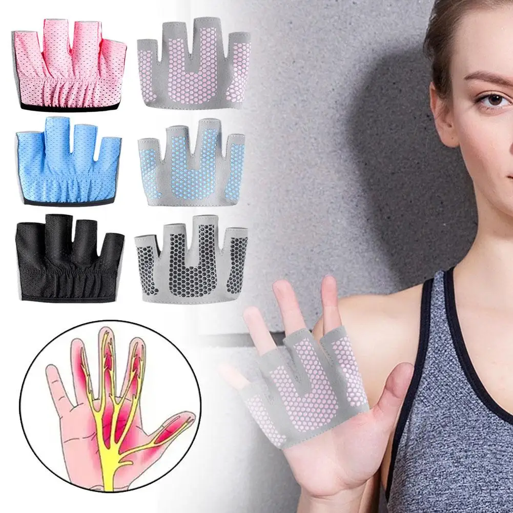 Men Women Four-finger Fitness Gloves Breathable Non Slip Wear Resistant Sweat Absorption Weightlifting Training Palm Protector