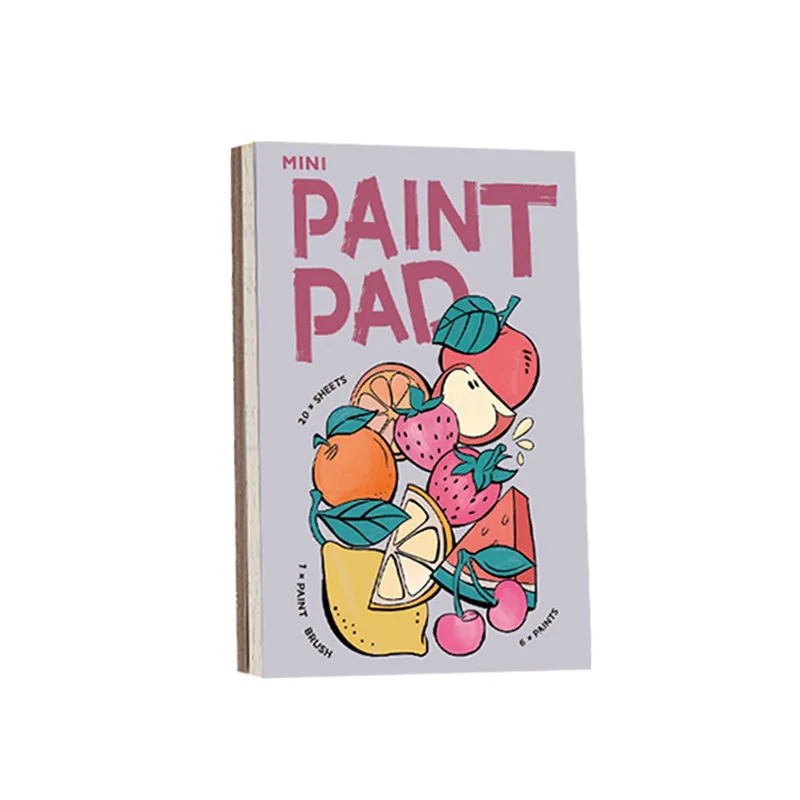 2025 New English Hot Selling Coloring Book Puzzle Students Mini Watercolour Paint Pad Fruit Watercolour Coloring Book 5