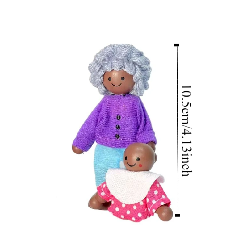 8pcs/set Simulation Wooden Furniture Miniature Figures Story-telling Mini Wood Family Doll Miniature People Movable