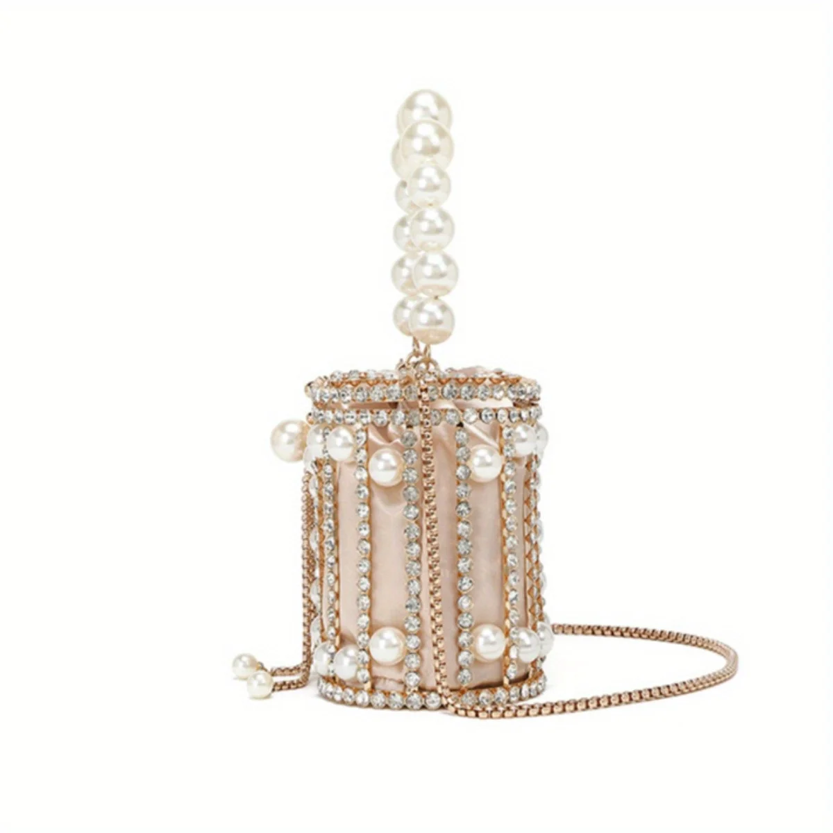 Luxury Rhinestone Pearl Woven Crossbody Evening Bag for Women