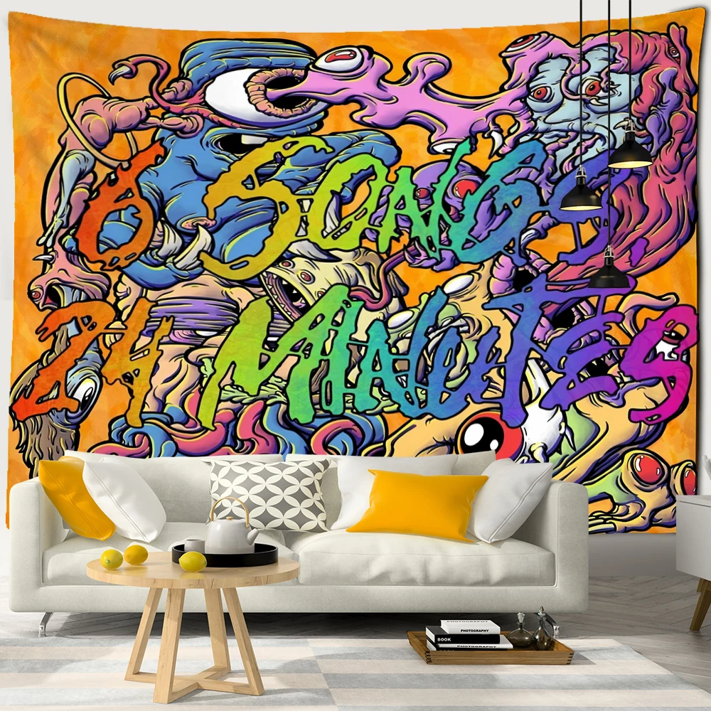Kawaii Women Wall Hanging Tapestry Anime Cute Girl Illustration Aesthetic Art Tapiz Hippie Room Dorm Decor tapestry decorations