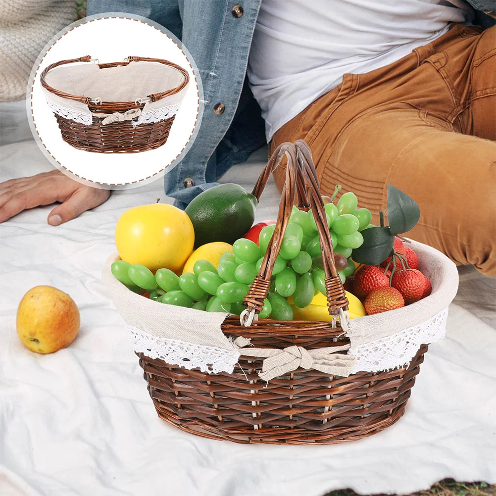 Handmade Grass Woven Egg Basket Picnic Vegetable Shop Wicker Baskets for Gifts Easter 4